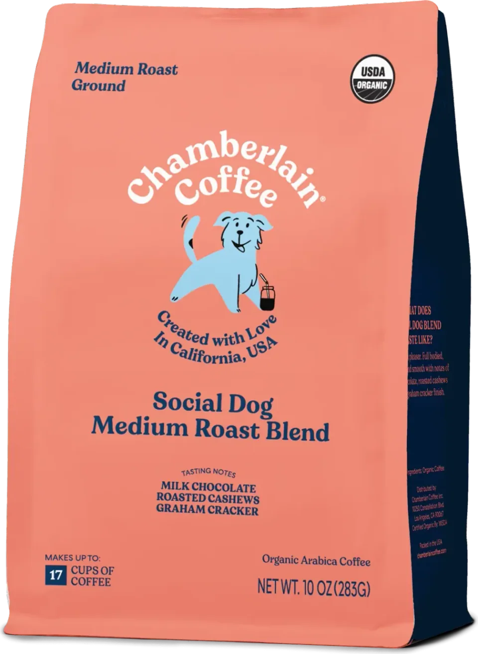 Chamberlain Coffee Social Dog Organic Medium Roast Blend (Ground, 10 oz)